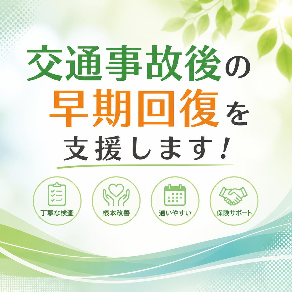 （目黒本町／整骨院／交通事故）交通事故後の早期回復を支援します！