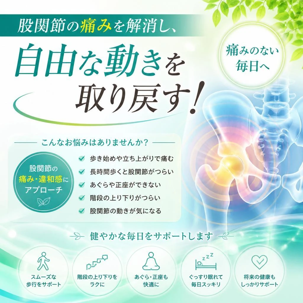 股関節の痛みを解消し、自由な動きを取り戻す！
