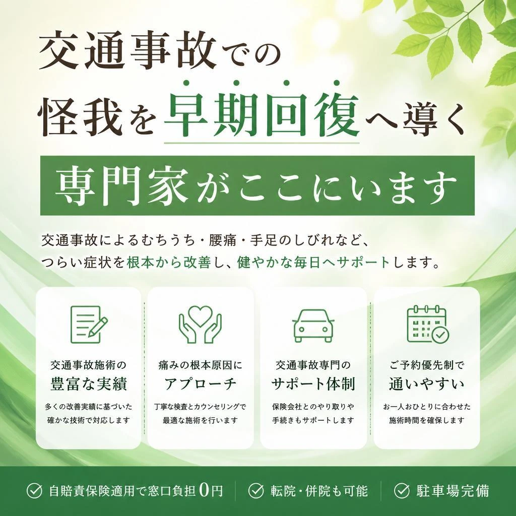 （目黒本町／整骨院／交通事故）交通事故での怪我を早期回復へ導く専門家がここにいます