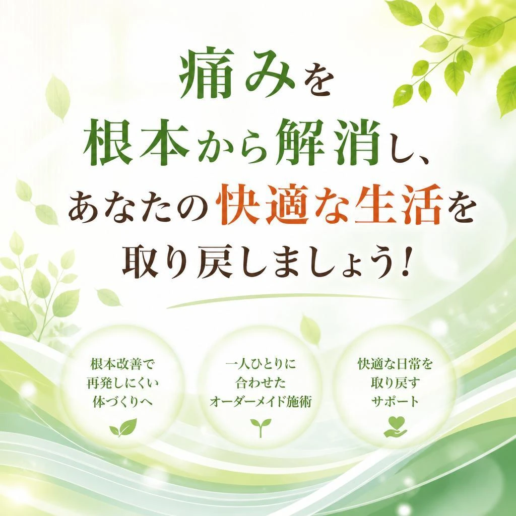痛みを根本から解消し、あなたの快適な生活を取り戻しましょう！