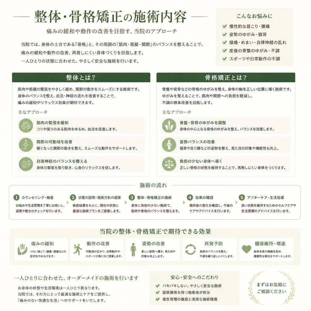 専門的な整体と骨格矯正