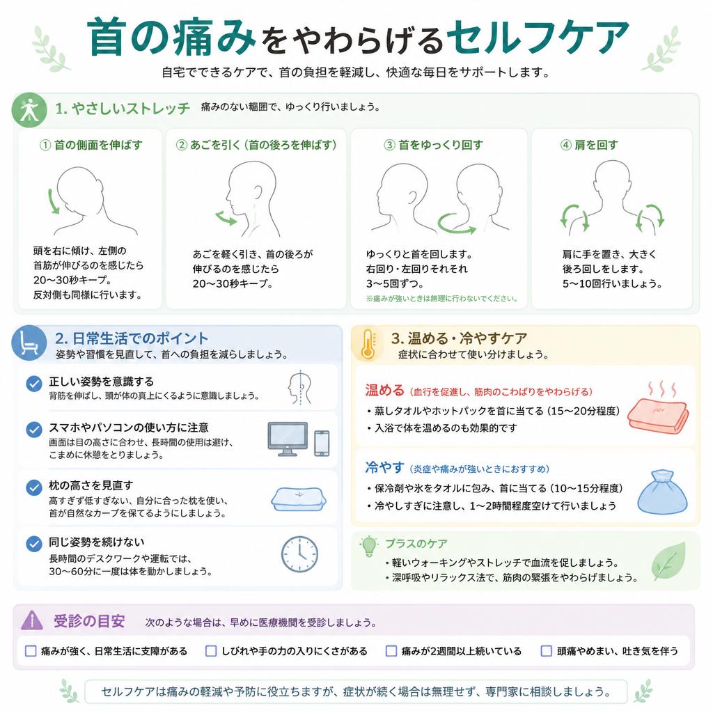 交通事故後の首の痛みに対するセルフケア