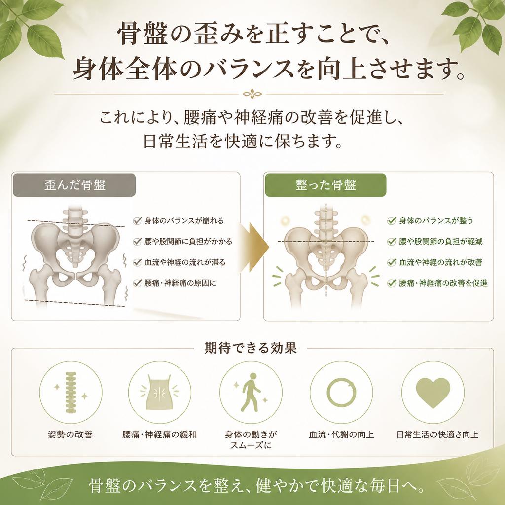骨盤調整で身体のバランスを整える