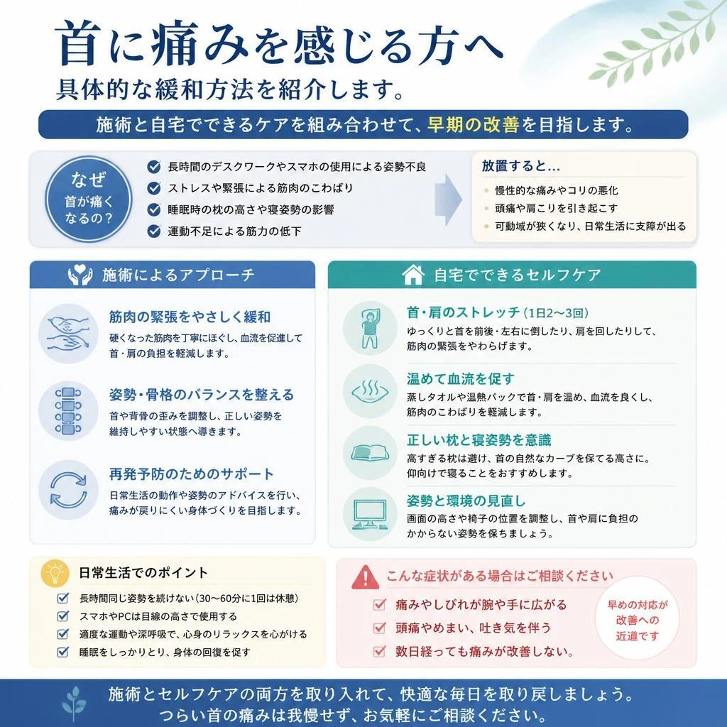 首の痛み緩和法