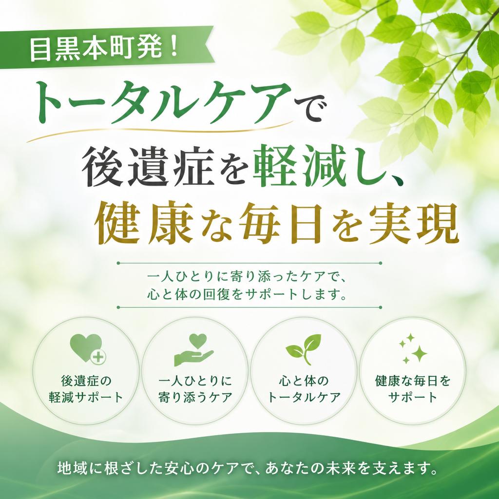 （目黒本町／整骨院／交通事故／後遺症）目黒本町発！トータルケアで後遺症を軽減し、健康な毎日を実現
