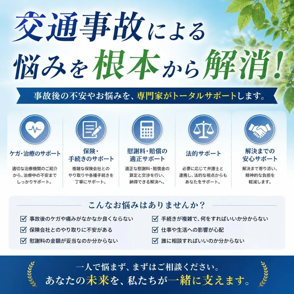 （目黒本町／整骨院／交通事故／健康管理）交通事故による悩みを根本から解消！