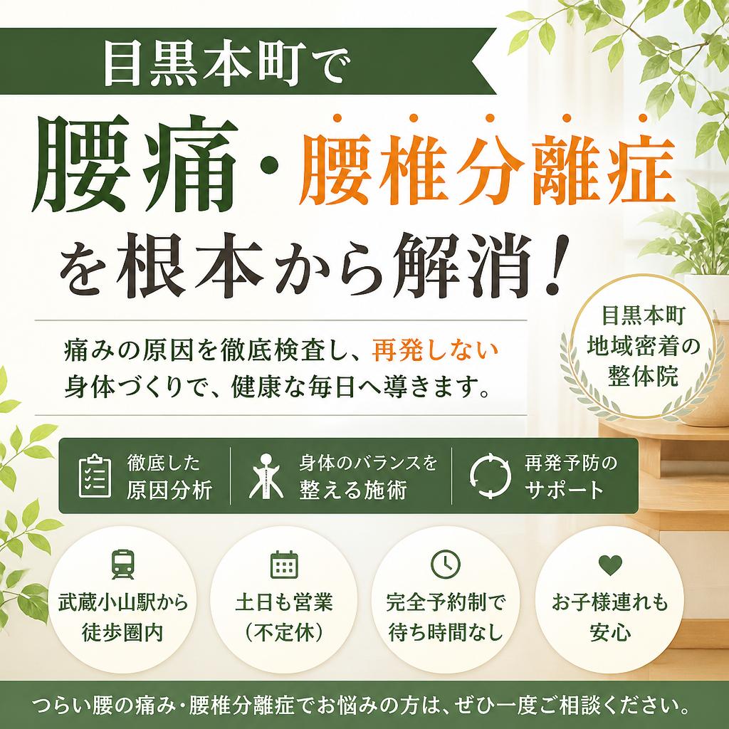 （目黒本町／整骨院／腰痛／腰椎分離症）目黒本町で腰痛・腰椎分離症を根本から解消！