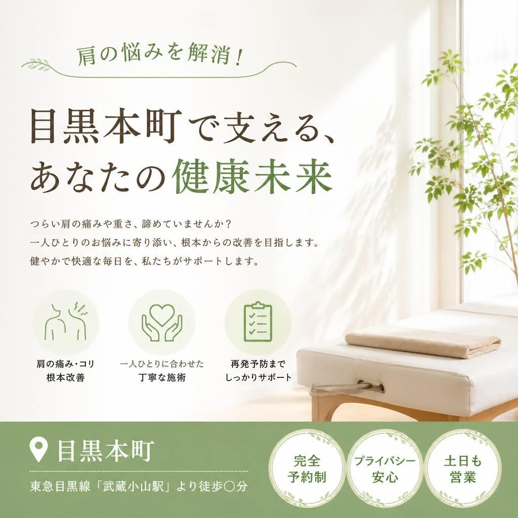 （目黒本町／整骨院／肩こり／肩関節の痛み）肩の悩みを解消！目黒本町で支える、あなたの健康未来