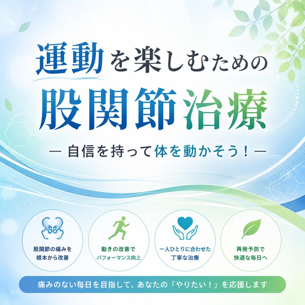 （目黒本町／整骨院／腰痛／股関節の痛み）運動を楽しむための股関節治療 - 自信を持って体を動かそう！
