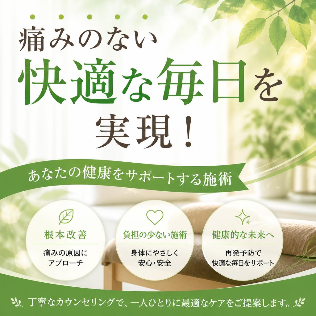（目黒本町／整骨院／腰痛／疲労回復）痛みのない快適な毎日を実現！あなたの健康をサポートする施術
