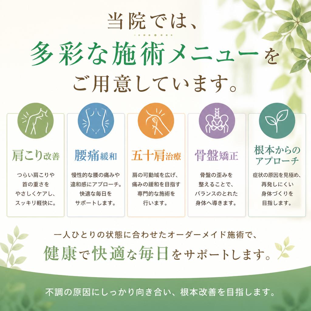 太陽鍼灸整骨院の施術メニュー