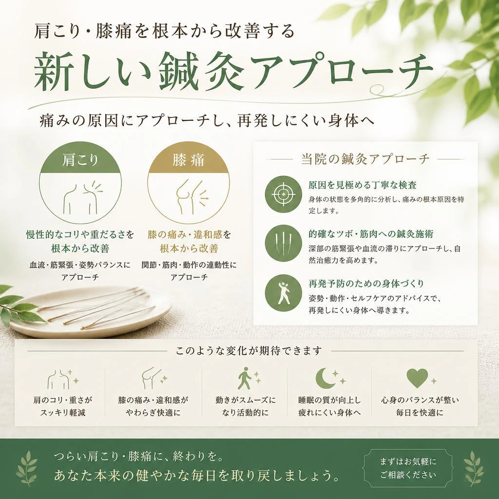 肩こり・膝痛を根本から改善する新しい鍼灸アプローチ