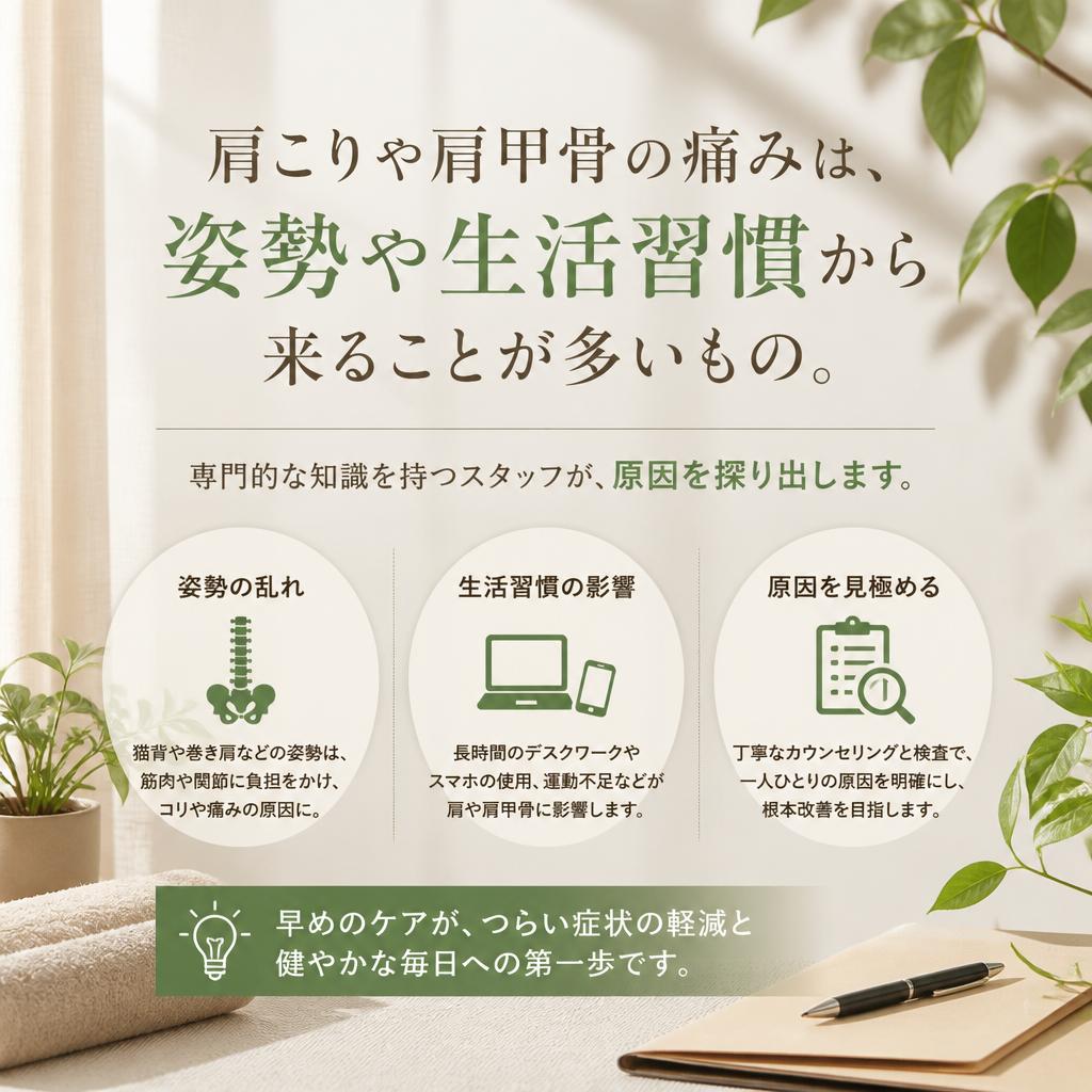 肩こり・肩甲骨の痛みの原因